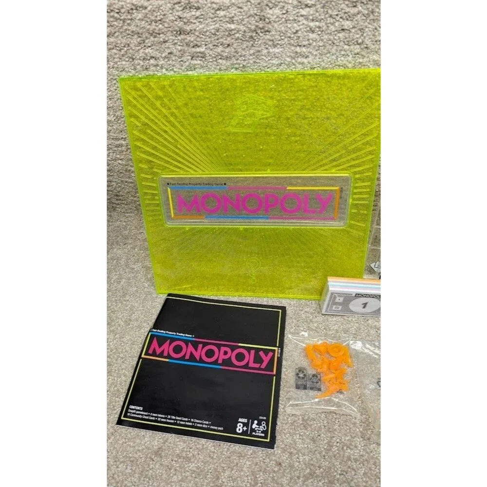 Hasbro Neon Monopoly Pop Board Game New Box Is Worn Game Not Played